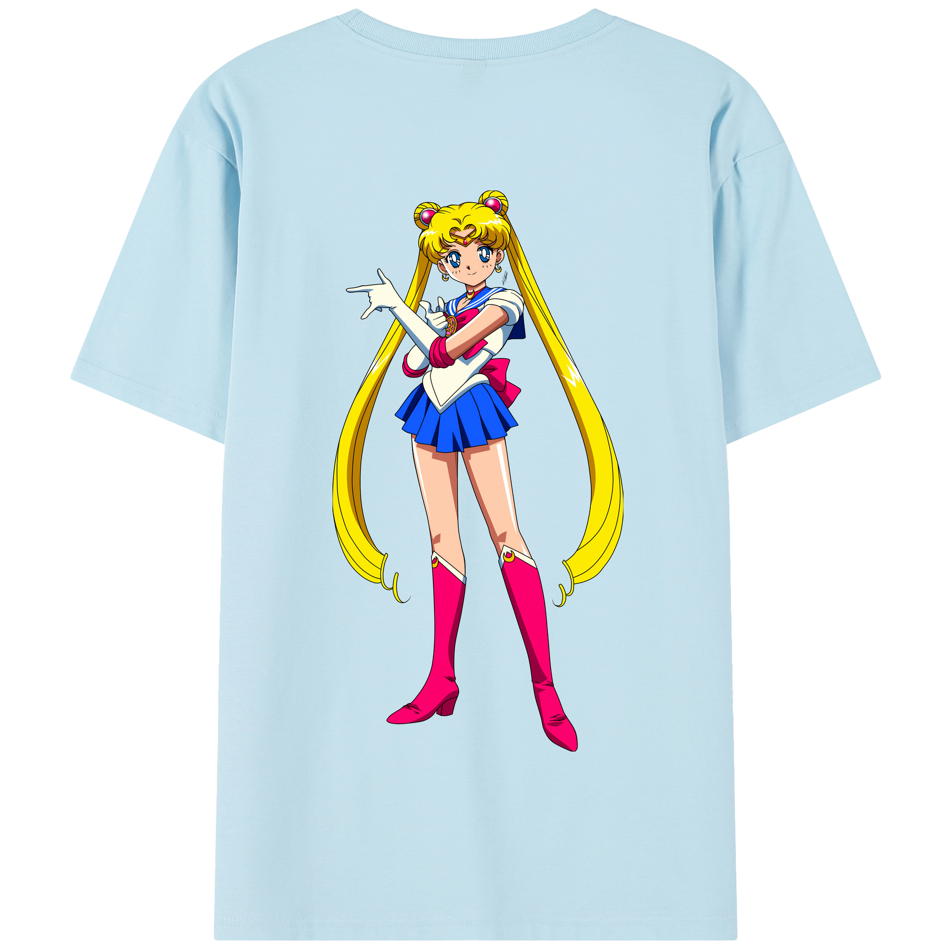 （画像用） 美少女戦士セーラームーン 月野 うさぎ つきの うさぎ Sailor Moon Tsukino Usagi 綿100％半袖Tシャツ（背面プリント）